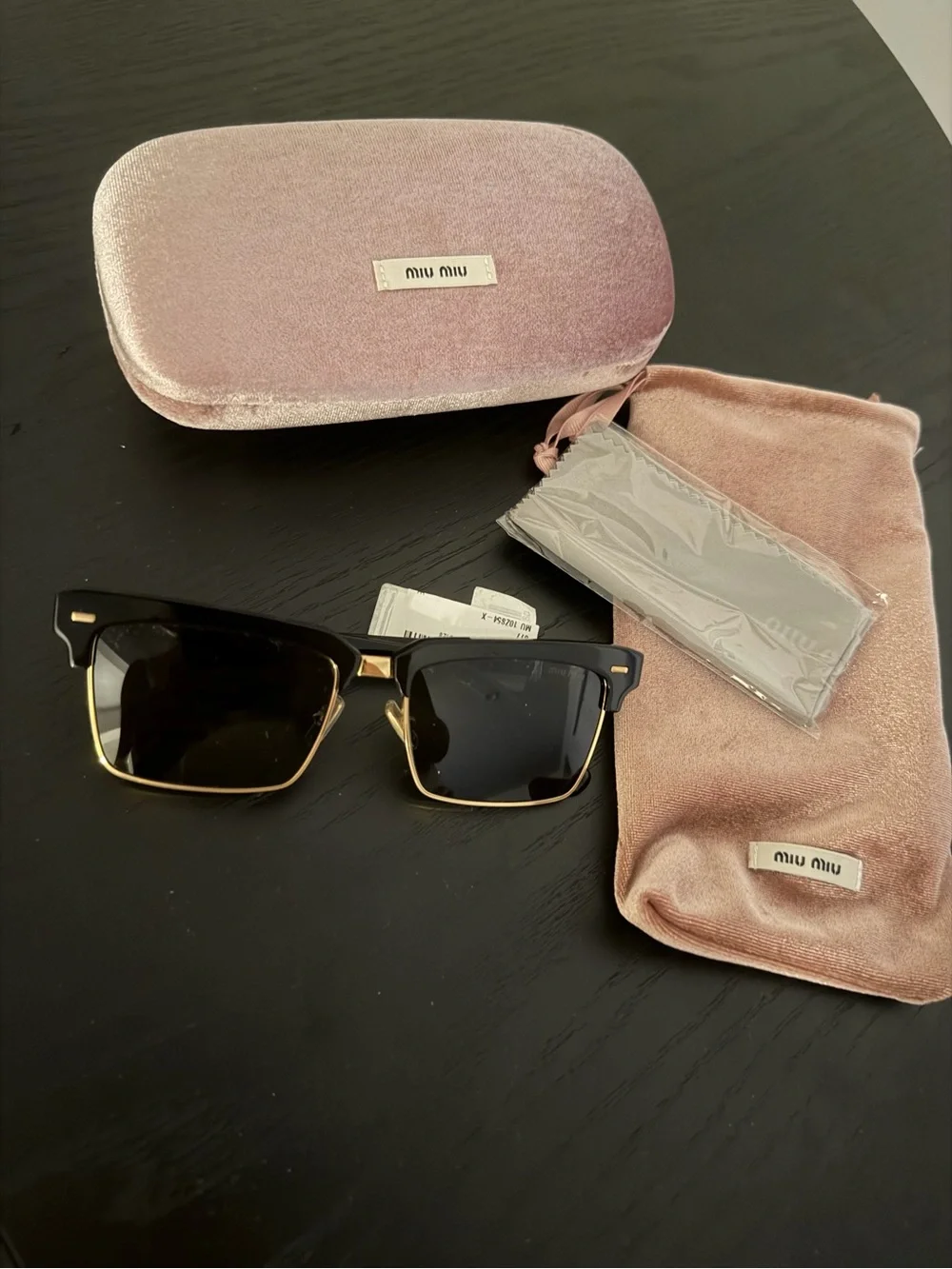 Miu Miu Black & Gold Square-frame Sunglasses